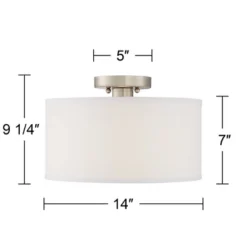 360 Lighting Adams Modern Ceiling Light Semi Flush Mount Fixtures 14" Wide Set Of 2 Brushed Nickel White Fabric Drum For Bedroom Kitchen Living Room -Floor Lamps Store GUEST 01b7e98b 0f1f 4699 af32 fa63b42558f9