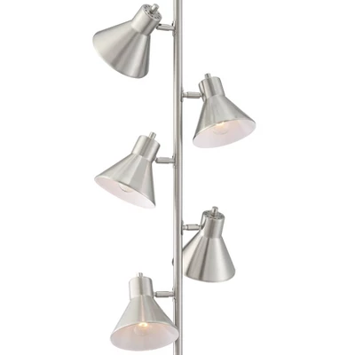 360 Lighting Modern Floor Lamp 5-Light Tree 70" Tall Brushed Nickel Metal Adjustable Heads For Living Room Reading Bedroom Office 4 360 Lighting Modern Floor Lamp 5-Light Tree 70" Tall Brushed Nickel Metal Adjustable Heads For Living Room Reading Bedroom Office - Image 4