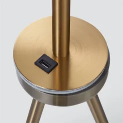 62.5" Axxin Contemporary Tripod Floor Lamp With Glass Table And Built-In USB Gold/White - Teamson Home -Floor Lamps Store GUEST 08be2fe0 3d6a 453b ade0 239842681b41