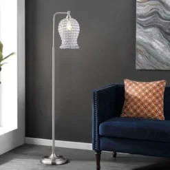 Izzy Iron Floor Lamp (Includes LED Light Bulb) Nickel - Safavieh -Floor Lamps Store GUEST 08d03574 ed17 4b87 acbe 37a0100332de