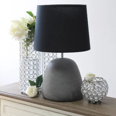 Round Concrete Table Lamp With Shade Black - Simple Designs 2 Round Concrete Table Lamp With Shade Black - Simple Designs - Image 2