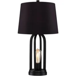 360 Lighting Marcel Industrial Table Lamps 24 1/4" High Set Of 2 With USB Charging Port And Nightlight LED Black Drum Shade For Bedroom Bedside Desk -Floor Lamps Store GUEST 0b672ab0 8051 45be 9d15 22ba9a7ef350