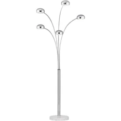 Possini Euro Design Infini Mid Century Modern Arc Floor Lamp 78" Tall Chrome 5 Light Swivel Dome Shades For Living Room Reading Bedroom Office House -Floor Lamps Store GUEST 0be2503d 0f91 4815 abf7 b53966c358b8