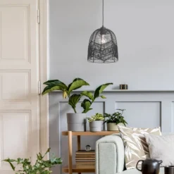 10" 1-Light Zola Pendant Rattan Black - River Of Goods -Floor Lamps Store GUEST 0dd2ad1d a816 45ef b616 966b1e5d2436