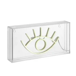 11.8" Eye Contemporary Glam Acrylic Box Pendant Neon Yellow (Includes LED Light Bulb) - JONATHAN Y