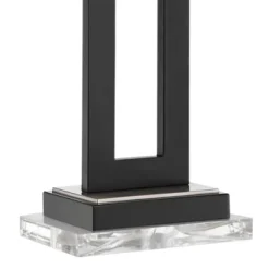 360 Lighting Neil Modern Table Lamp With Clear Riser 26" High Black With USB Charging Port White Rectangular Shade For Bedroom Living Room House Desk -Floor Lamps Store GUEST 12fce13a f4ac 4453 8d47 af2349a24f3a