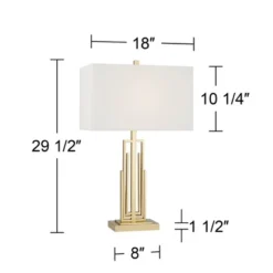 360 Lighting Sonia Modern Table Lamps 29 1/2" Tall Set Of 2 Gold Metal With Dual USB Charging Ports White Rectangular Shade For Bedroom Living Room -Floor Lamps Store GUEST 14759ca5 cd80 4d40 a0f2 10b6eef81d9e