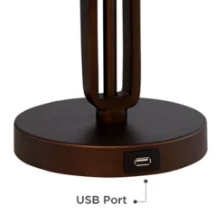 Franklin Iron Works Samuel Industrial Desk Lamp 20" High Rubbed Bronze With USB Charging Port Natural Mica Shade For Bedroom Living Room Bedside Desk -Floor Lamps Store GUEST 16c0ab13 6345 4c5b ba91 d1157246bee9