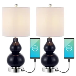 (Set Of 2) 22" Cora Classic Vintage Glass LED Table Lamp With USB Charging Port (Includes LED Light Bulb) - JONATHAN Y 19 (Set Of 2) 22" Cora Classic Vintage Glass LED Table Lamp With USB Charging Port (Includes LED Light Bulb) - JONATHAN Y -Floor Lamps Store GUEST 1765fe0e 5e0d 40be 9b5b 94391ee90d75
