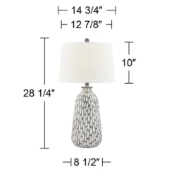 360 Lighting Carlton Modern Table Lamps 28 1/4" Tall Set Of 2 Gray Wash Off White Fabric Drum Shade For Bedroom Living Room Bedside Nightstand Office -Floor Lamps Store GUEST 177388b1 59dd 49d0 91d2 332fdefda2f3