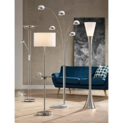 Possini Euro Design Infini Mid Century Modern Arc Floor Lamp 78" Tall Chrome 5 Light Swivel Dome Shades For Living Room Reading Bedroom Office House -Floor Lamps Store GUEST 1b82715a 7bee 4419 9af3 406a6342b315
