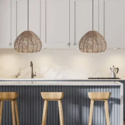 12.75" 1-Light Gloriana Pendant Rattan Brown - River Of Goods -Floor Lamps Store GUEST 1c0a08d9 1815 447c afb6 7ca278c3b73e