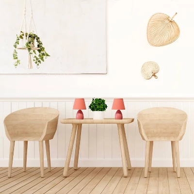 9.45" 2pk Petite Ceramic Oblong Bedside Table Desk Lamps With Matching Tapered Drum Shade Orange - Creekwood Home 7 9.45" 2pk Petite Ceramic Oblong Bedside Table Desk Lamps With Matching Tapered Drum Shade Orange - Creekwood Home - Image 7