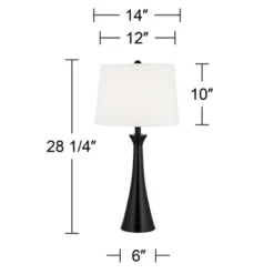 360 Lighting Karl Modern Table Lamps 28 1/4" Tall Set Of 2 Black Metal With USB And AC Power Outlet In Base White Drum Shade For Bedroom Living Room -Floor Lamps Store GUEST 1e7a6bde 8d89 4f04 851c e4432e3ab67a