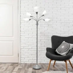 67" Contemporary Multi 5-Head Adjustable Gooseneck Floor Lamp With Shades White - Simple Designs -Floor Lamps Store GUEST 2073ca83 1779 45ba b60a cc4ee83d56a2