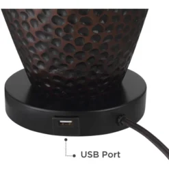 Franklin Iron Works Kaly Rustic Table Lamps With Square Risers 25" High Set Of 2 Oil Rubbed USB Charging Port Bronze Drum Shade For Living Room Desk -Floor Lamps Store GUEST 2139cc4d fb9e 4e2f b6ef 2255e14abe93