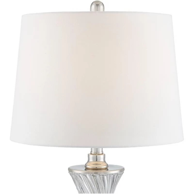 Regency Hill Luca Modern Table Lamps 25 1/2" High Set Of 2 Twisted Glass With USB Charging Port White Drum Shade For Bedroom Living Room Office Desk 2 Regency Hill Luca Modern Table Lamps 25 1/2" High Set Of 2 Twisted Glass With USB Charging Port White Drum Shade For Bedroom Living Room Office Desk - Image 2