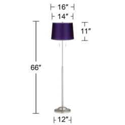 360 Lighting Abba Modern Floor Lamp Standing 66" Tall Brushed Nickel Silver Metal Satin Purple Drum Shade For Living Room Bedroom Office House Home -Floor Lamps Store GUEST 24888fb5 d828 4c2a 8e1a 5009ac917cc1