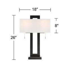 360 Lighting Neil Modern Rustic Table Lamp 26" High Black Metal With USB Charging Port White Rectangular Shade For Bedroom Living Room Bedside Desk -Floor Lamps Store GUEST 249b76df c4e3 4773 8e38 002a6115fa7e