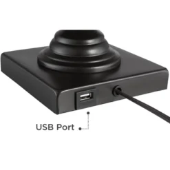 Franklin Iron Works Ross Rustic Farmhouse Table Lamps 27" Tall Set Of 2 Bronze With USB Charging Port Faux Leather Drum Shade For Living Room Desk -Floor Lamps Store GUEST 2740ea78 4016 49a6 9f2a d28c6f35be33