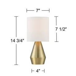 360 Lighting Marty Modern Accent Table Lamps 14 3/4" High Set Of 2 Brass Metal White Cylinder Shade For Bedroom Bedside Nightstand Office Kids House -Floor Lamps Store GUEST 2a215c79 a2fa 47f8 95d2 0c91c390546c