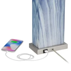 360 Lighting Connie Modern Table Lamps 25" High Set Of 2 Blue Faux Marble With USB Charging Port Table Top Dimmers White Shade For Bedroom Office Desk -Floor Lamps Store GUEST 2cdb6dbb a15b 4b6a 9904 7b2c9816d8cf