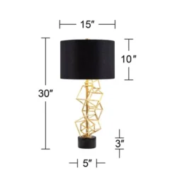 Possini Euro Design Modern Table Lamp 30" Tall Gold Metal Geometric Cube Black Drum Shade For Bedroom Living Room Bedside Nightstand Office Kids House -Floor Lamps Store GUEST 2cfe68d5 da11 4cdc a74a bc350a0f006b