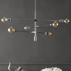 36" 6-Light Atlas Modern Vintage Iron Arm-Adjustable LED Chandelier Chrome - JONATHAN Y -Floor Lamps Store GUEST 2e4f714e ceda 43fb 85b9 143bc3a60328