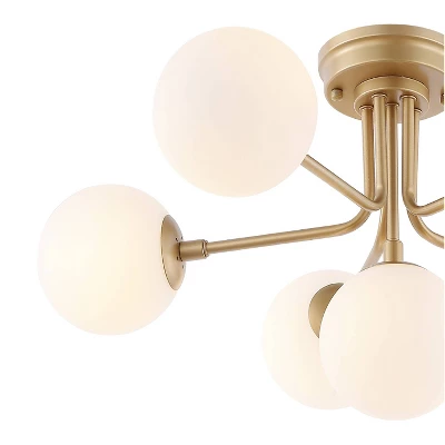24" LED 6-Light Olivier Parisian Globe Industrial Iron Bistro Pendant Gold - JONATHAN Y 4 24" LED 6-Light Olivier Parisian Globe Industrial Iron Bistro Pendant Gold - JONATHAN Y - Image 4