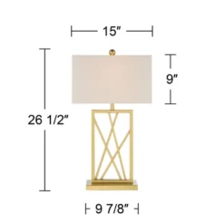360 Lighting Claudia 26 1/2" Tall Square Modern Glam Luxe Table Lamp Gold Finish Metal Single White Shade Living Room Bedroom Bedside Nightstand House -Floor Lamps Store GUEST 3429fd30 50f6 4f07 92f8 2ee5d7e2a7b3