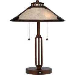 Franklin Iron Works Samuel Industrial Desk Lamp 20" High Rubbed Bronze With USB Charging Port Natural Mica Shade For Bedroom Living Room Bedside Desk -Floor Lamps Store GUEST 3622d138 1f40 4ea5 b00a 1d902a2f2ae3
