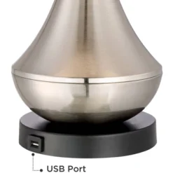 360 Lighting Simon Modern Table Lamps Set Of 2 With Square Risers 27" Tall Brushed Nickel USB Charging Port White Shade For Bedroom Living Room Desk -Floor Lamps Store GUEST 367e2101 bf36 4f27 a9f7 b059ed08ad41