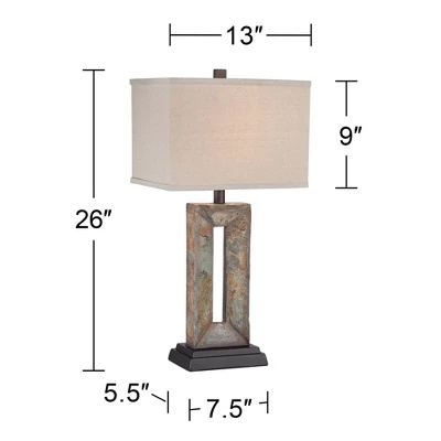 Franklin Iron Works Tahoe Rustic Table Lamp 26" High Natural Stale Rectangular Box Shade For Bedroom Living Room Bedside Nightstand Office Kids House 6 Franklin Iron Works Tahoe Rustic Table Lamp 26" High Natural Stale Rectangular Box Shade For Bedroom Living Room Bedside Nightstand Office Kids House - Image 6