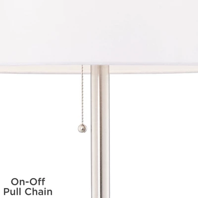 360 Lighting Caper Modern Floor Lamp With Tray Table 60 1/2" Tall Brushed Nickel USB And AC Power Outlet Off White Fabric Drum Shade For Living Room 5 360 Lighting Caper Modern Floor Lamp With Tray Table 60 1/2" Tall Brushed Nickel USB And AC Power Outlet Off White Fabric Drum Shade For Living Room - Image 5