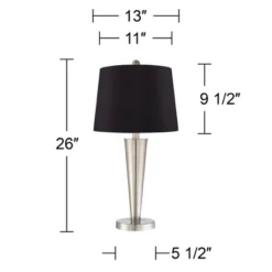 360 Lighting Geoff Modern Table Lamps 26" High Set Of 2 Brushed Nickel With USB Charging Port Black Faux Silk Drum Shade For Bedroom Living Room Desk -Floor Lamps Store GUEST 3dcbe9fd 7a99 4a83 b163 e8fc44d8a077
