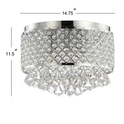 14.7" Crystal Drops/Metal Evelyn Flush Mount (Includes Energy Efficient Light Bulb) Chrome - JONATHAN Y 3 14.7" Crystal Drops/Metal Evelyn Flush Mount (Includes Energy Efficient Light Bulb) Chrome - JONATHAN Y - Image 3