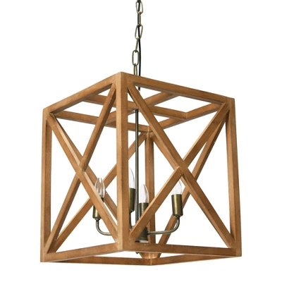 Metal/Wood Chandelier Natural Brown - Storied Home 3 Metal/Wood Chandelier Natural Brown - Storied Home - Image 3