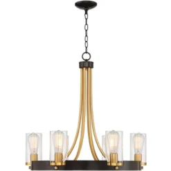 Stiffel Ferrers Dark Bronze Gold Chandelier 26" Wide Clear Glass Shade 6-Light Fixture For Dining Room House Foyer Kitchen Island Entryway Bedroom 13 Stiffel Ferrers Dark Bronze Gold Chandelier 26" Wide Clear Glass Shade 6-Light Fixture For Dining Room House Foyer Kitchen Island Entryway Bedroom -Floor Lamps Store GUEST 3f92475e 4aea 44f8 a6c1 36077bd21e85