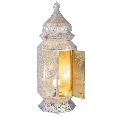 Northlight 29.5" White And Gold Moroccan Style Lantern Floor Lamp 2 Northlight 29.5" White And Gold Moroccan Style Lantern Floor Lamp - Image 2