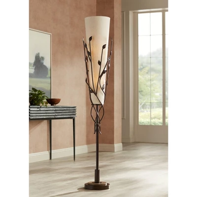 Franklin Iron Works Folia Rustic Industrial Floor Lamp 66" Tall Oil Rubbed Bronze Vine Linen Tapering Cone Shade For Living Room Bedroom House Home 1 Franklin Iron Works Folia Rustic Industrial Floor Lamp 66" Tall Oil Rubbed Bronze Vine Linen Tapering Cone Shade For Living Room Bedroom House Home