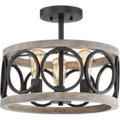 Franklin Iron Works Salima Rustic Farmhouse Ceiling Light Semi Flush Mount 16" Wide Black Gray Wood 3-Light For Bedroom Kitchen Living Room Hallway 11 Franklin Iron Works Salima Rustic Farmhouse Ceiling Light Semi Flush Mount 16" Wide Black Gray Wood 3-Light For Bedroom Kitchen Living Room Hallway -Floor Lamps Store GUEST 46662c9b 2592 4b8d 8649 9214b1f5f688