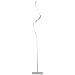 HOMCOM Modern Spiral Floor Lamp, LED Standing Lamp Warm White With Square Base And Foot Switch For Living Room, Bedroom, Silver -Floor Lamps Store GUEST 49f5652f eb39 4ba7 b275 42f0ce55b562