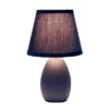 9.45" Petite Ceramic Oblong Bedside Table Desk Lamp With Matching Tapered Drum Shade Blue - Creekwood Home