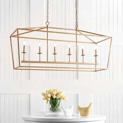 49" LED Metal Pagoda Linear Lantern Pendant - Jonathan Y 3 49" LED Metal Pagoda Linear Lantern Pendant - Jonathan Y - Image 3