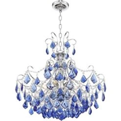 Vienna Full Spectrum Alpine Chrome Chandelier 26" Wide French Blue Crystal 6-Light Fixture For Dining Room House Foyer Kitchen Island Entryway Bedroom -Floor Lamps Store GUEST 4e216b5f 58f7 4025 bc03 185737bbf34d