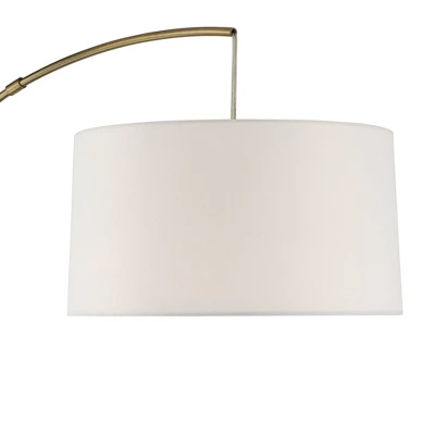 360 Lighting Cora Modern Arc Floor Lamp Standing 72" Tall Brass Metal White Linen Drum Shade Decor For Living Room Reading Bedroom Office House Home 2 360 Lighting Cora Modern Arc Floor Lamp Standing 72" Tall Brass Metal White Linen Drum Shade Decor For Living Room Reading Bedroom Office House Home - Image 2
