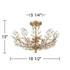 Vienna Full Spectrum Brielle Modern Ceiling Light Semi Flush Mount Fixture 18 1/2" Wide Brass Vine Leaf 4-Light Clear Crystal Glass For Bedroom House -Floor Lamps Store GUEST 537d4b4a 295c 4678 bcc2 5b5d3e0784aa