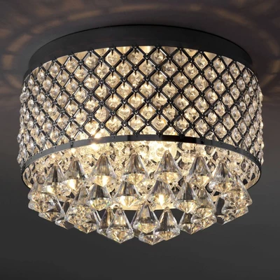 14.7" Crystal Drops/Metal Evelyn Flush Mount (Includes Energy Efficient Light Bulb) Chrome - JONATHAN Y 1 14.7" Crystal Drops/Metal Evelyn Flush Mount (Includes Energy Efficient Light Bulb) Chrome - JONATHAN Y