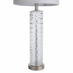 Diamond Textured Glass Table Lamp With Brushed Steel Base Gray - StyleCraft