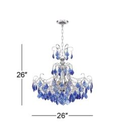 Vienna Full Spectrum Alpine Chrome Chandelier 26" Wide French Blue Crystal 6-Light Fixture For Dining Room House Foyer Kitchen Island Entryway Bedroom -Floor Lamps Store GUEST 58a62c69 beaa 4481 80ad e78ab6b90c05